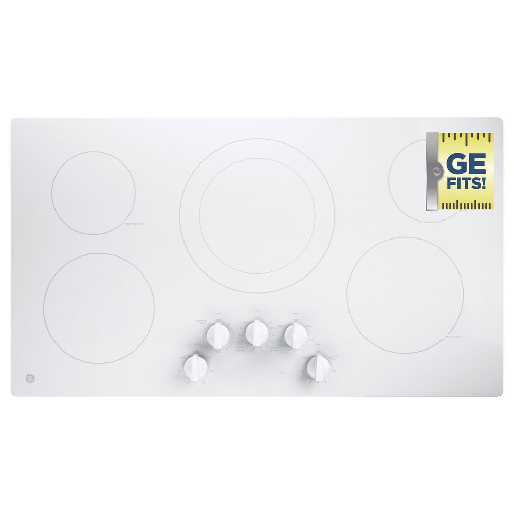Ge 36 In Electric Cooktop Built Control White With 5 Electric Cooktop Built In Control White With 5 Elements