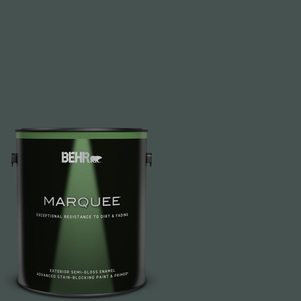 BEHR MARQUEE 1 gal. MQ644 Black Evergreen SemiGloss Enamel Exterior Paint and Primer in One
