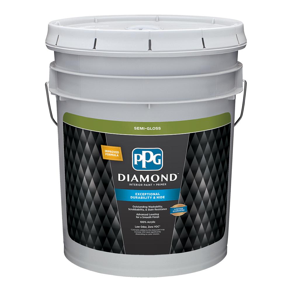 PPG Diamond 5 gal. Pure White SemiGloss Interior Paint and PrimerGLD 7411 05 The Home Depot