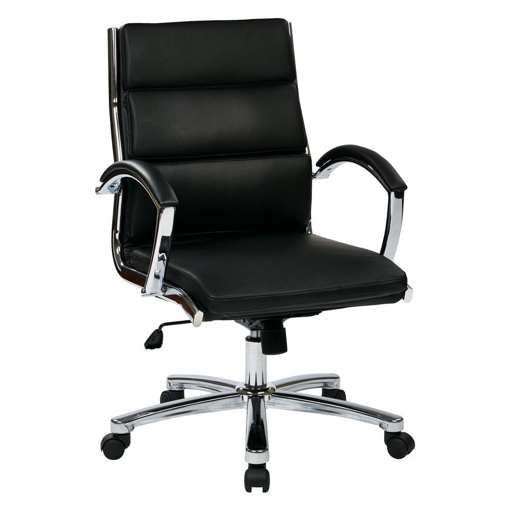 Work Smart Black Faux Leather Mid Back Executive Office Chair Work Smart Black Faux Leather Mid Back Executive Office Chair