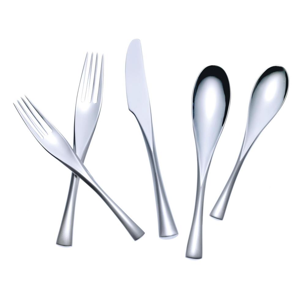 UPC 717182354004 product image for Yamazaki Merge Duo 5-Piece Flatware Place Setting, Mirror and Satin | upcitemdb.com