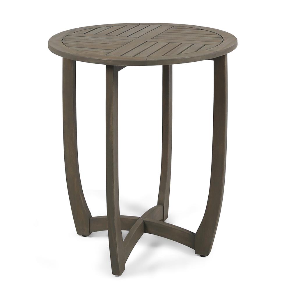 Noble House Carina Gray Round Wood Outdoor Bistro Table Noble House Carina Gray Round Wood Outdoor Bistro Table