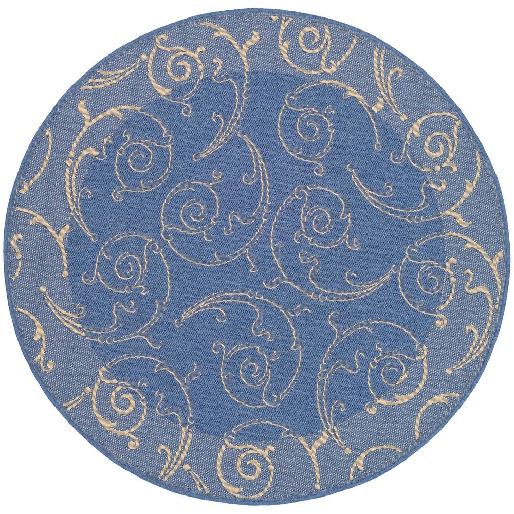 Safavieh Courtyard Blue/Natural 5 ft. x 5 ft. Indoor/Outdoor Round Area RugCY266531035R The