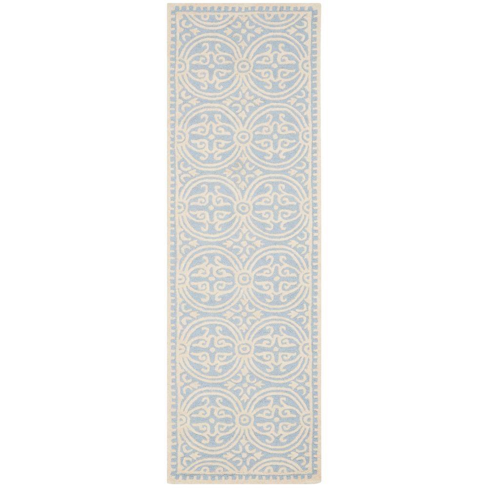 Safavieh Cambridge Light Blue/Ivory 2 ft. 6 in. x 20 ft. RunnerCAM123A