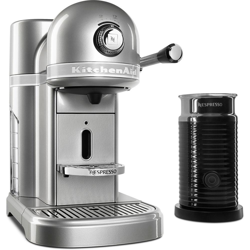 Nespresso 5-Cup Sugar Pearl Silver Drip Espresso Machine with Milk Frother