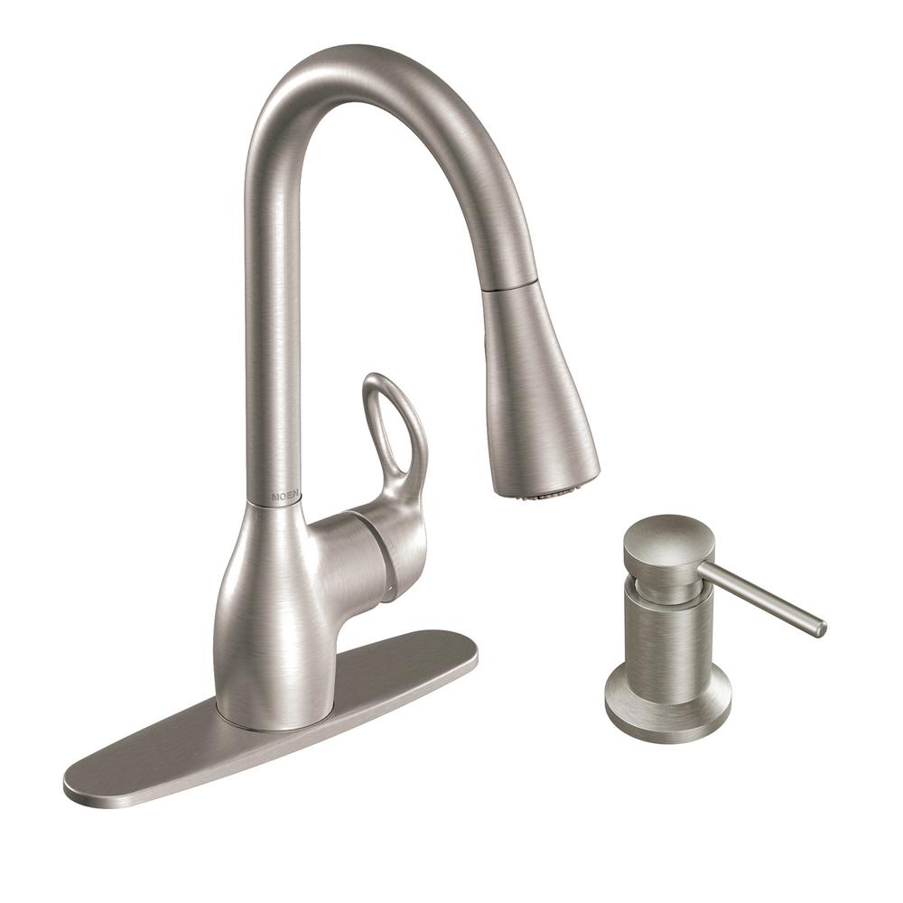 Moen Aberdeen Single Handle Pull Down Sprayer Kitchen Faucet With