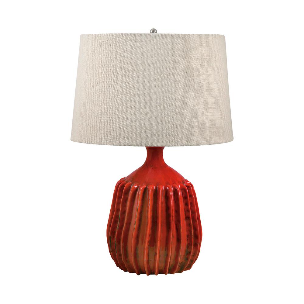 Titan Lighting 24 In Ribbed Terra Cotta Tomato Red Table Lamp Tn Ribbed Terra Cotta Tomato Red Table Lamp