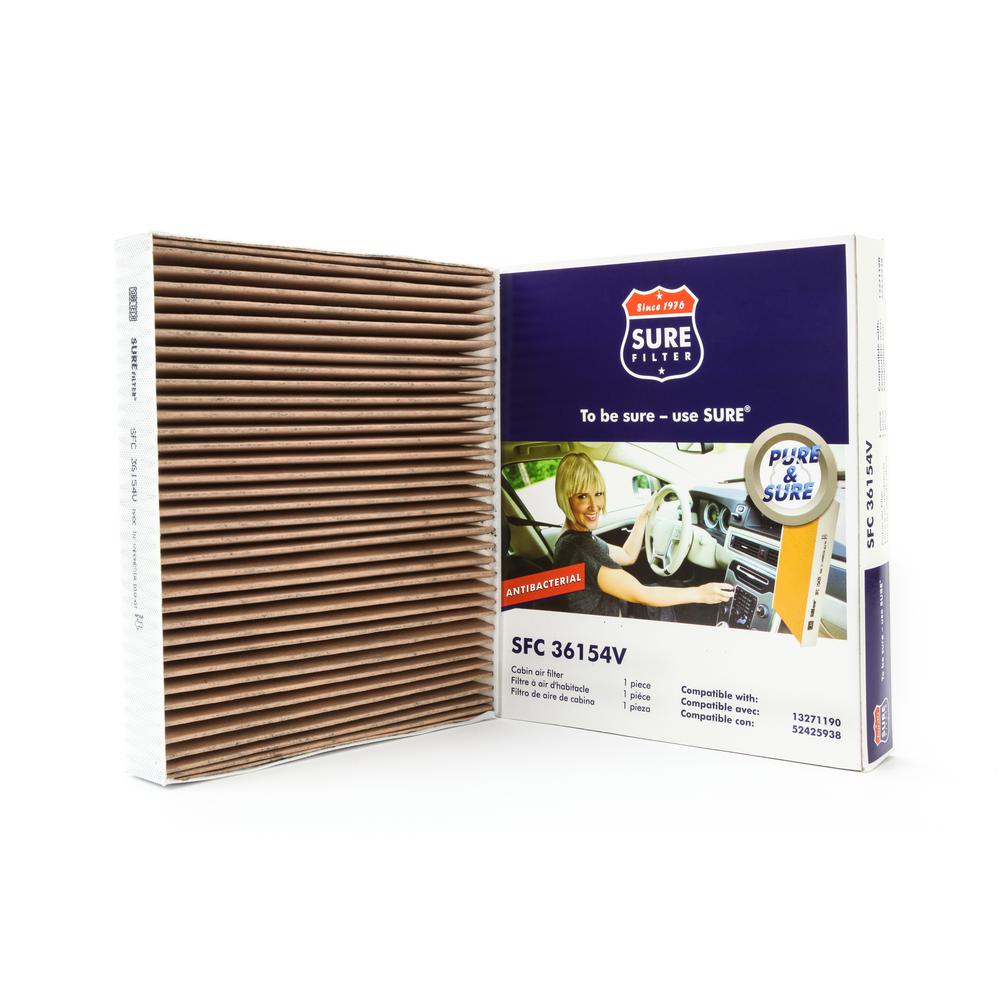 Sure Filter Replacement Antibacterial Cabin Air Filter for Wix 24191 Purolator C36154 Fram CF10775-SFC36154V - The Home Depot