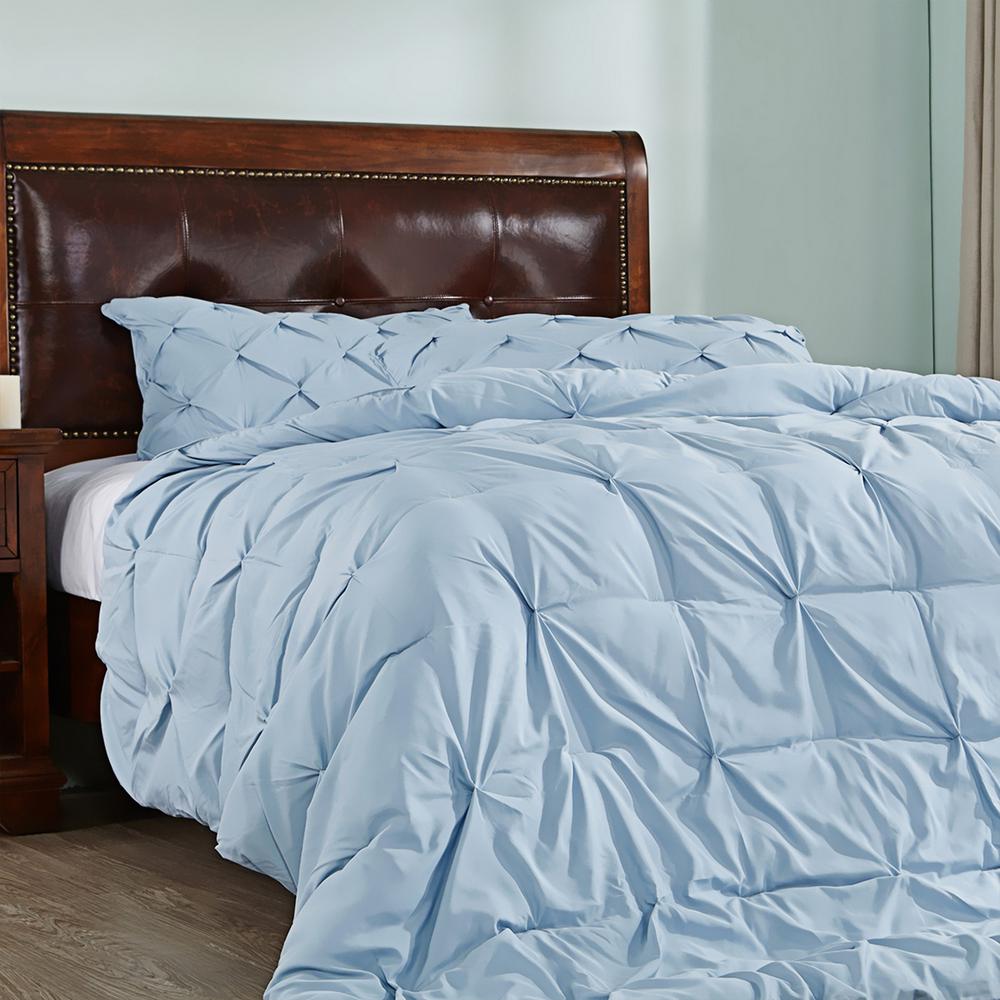 Peace Nest Blue Queen Pleated Down Alternative Comforter Set He Ac