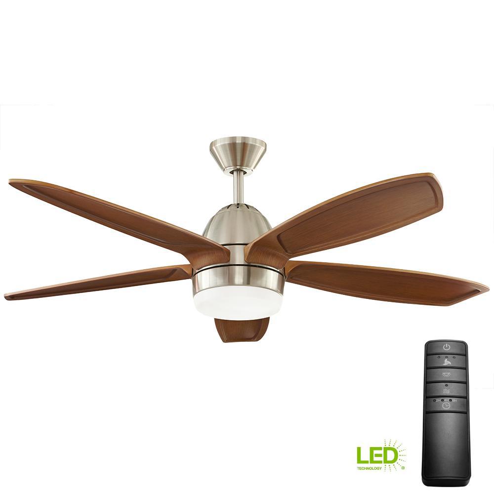 Home Decorators Collection Railey 60 In Led Indoor Brushed Nickel Integrated Led Indoor Brushed Nickel Ceiling Fan