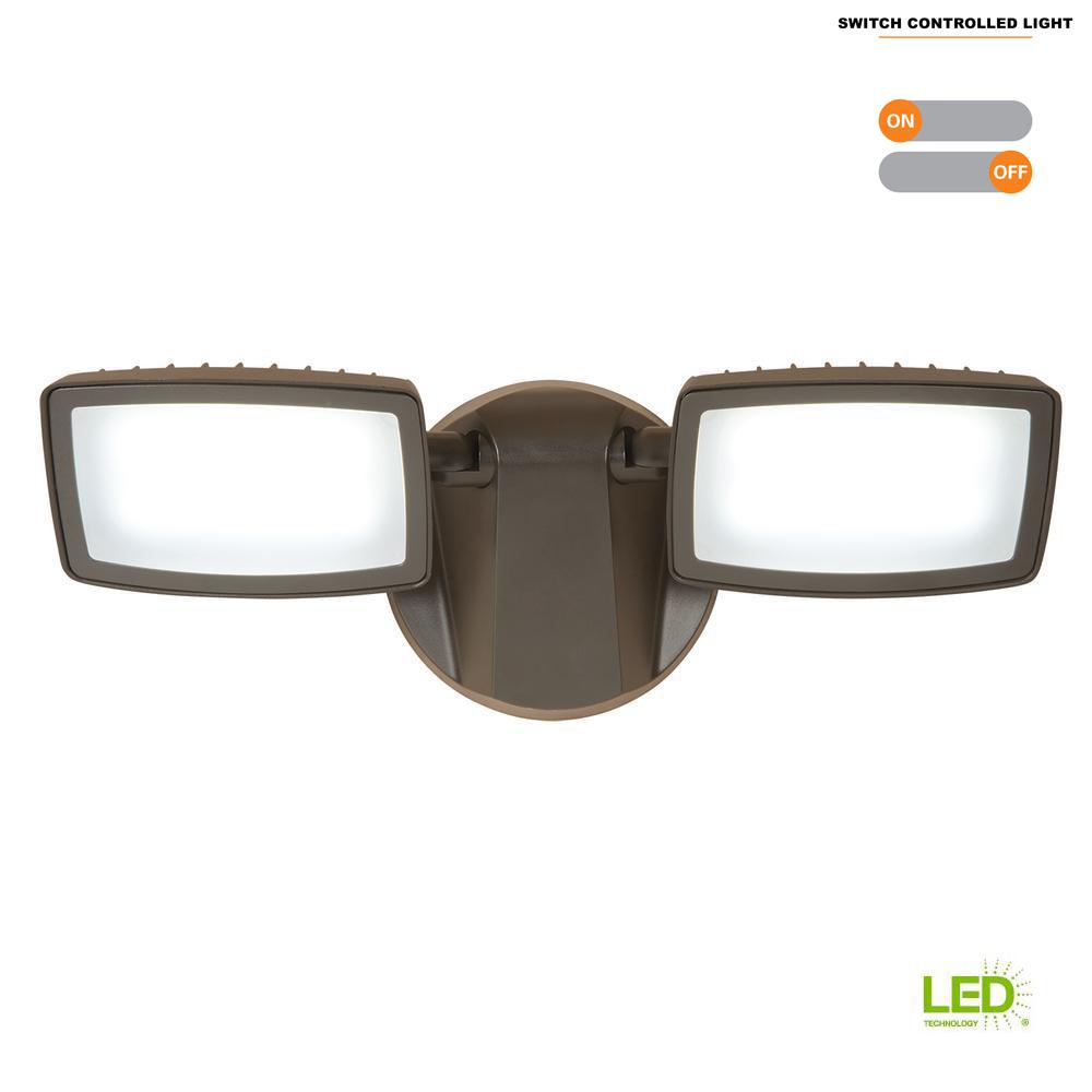 Envirolite Led Dusk To Dawn Single Head Gray Outdoor Flood Light Bronze Outdoor Integrated Led Twin Head Security Flood Light