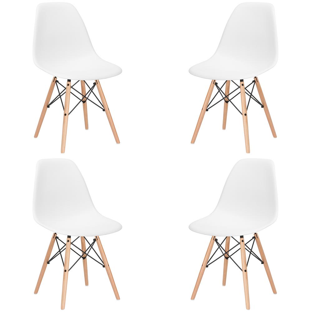 Poly And Bark Vortex White Side Chair With Natural Legs Set Of 4 Poly And Bark Vortex White Side Chair With Natural Legs Set Of 4