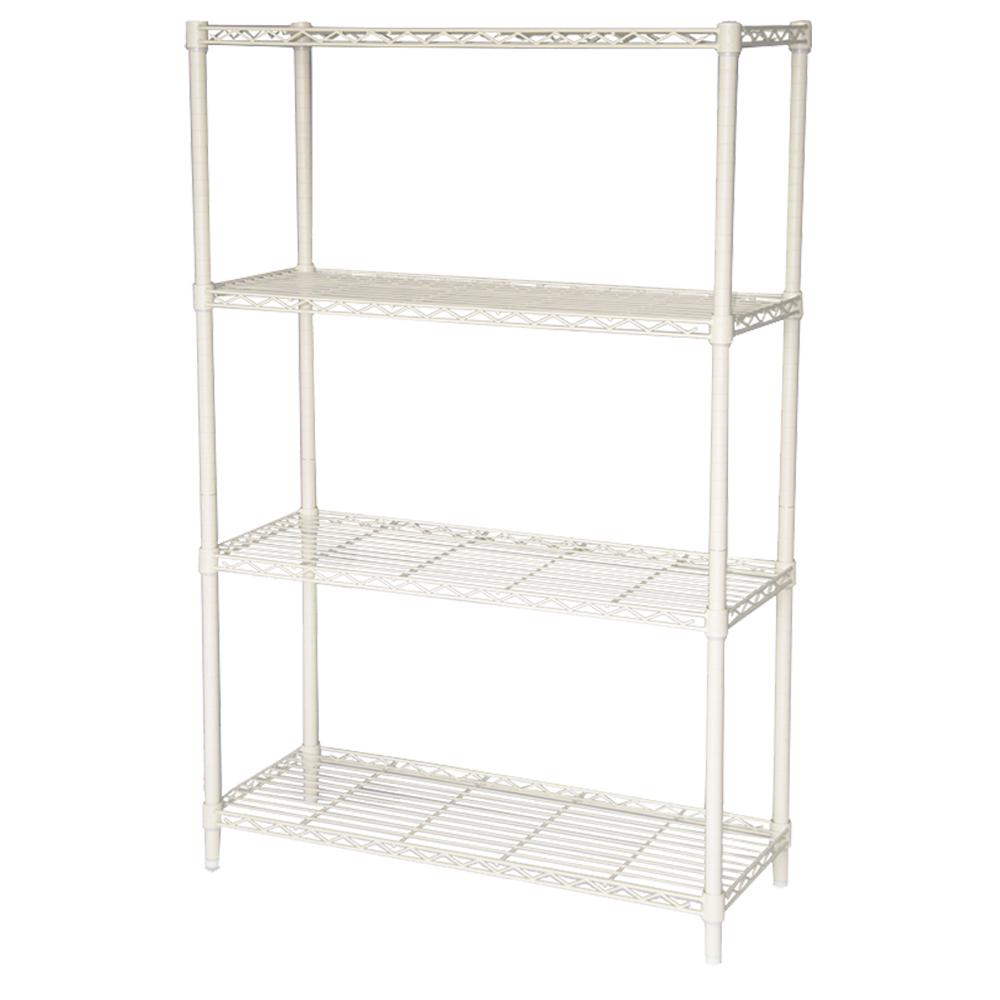 HDX Ivory 4-Tier Metal Wire Shelving Unit (36 in. W x 54 in. H x 14 in