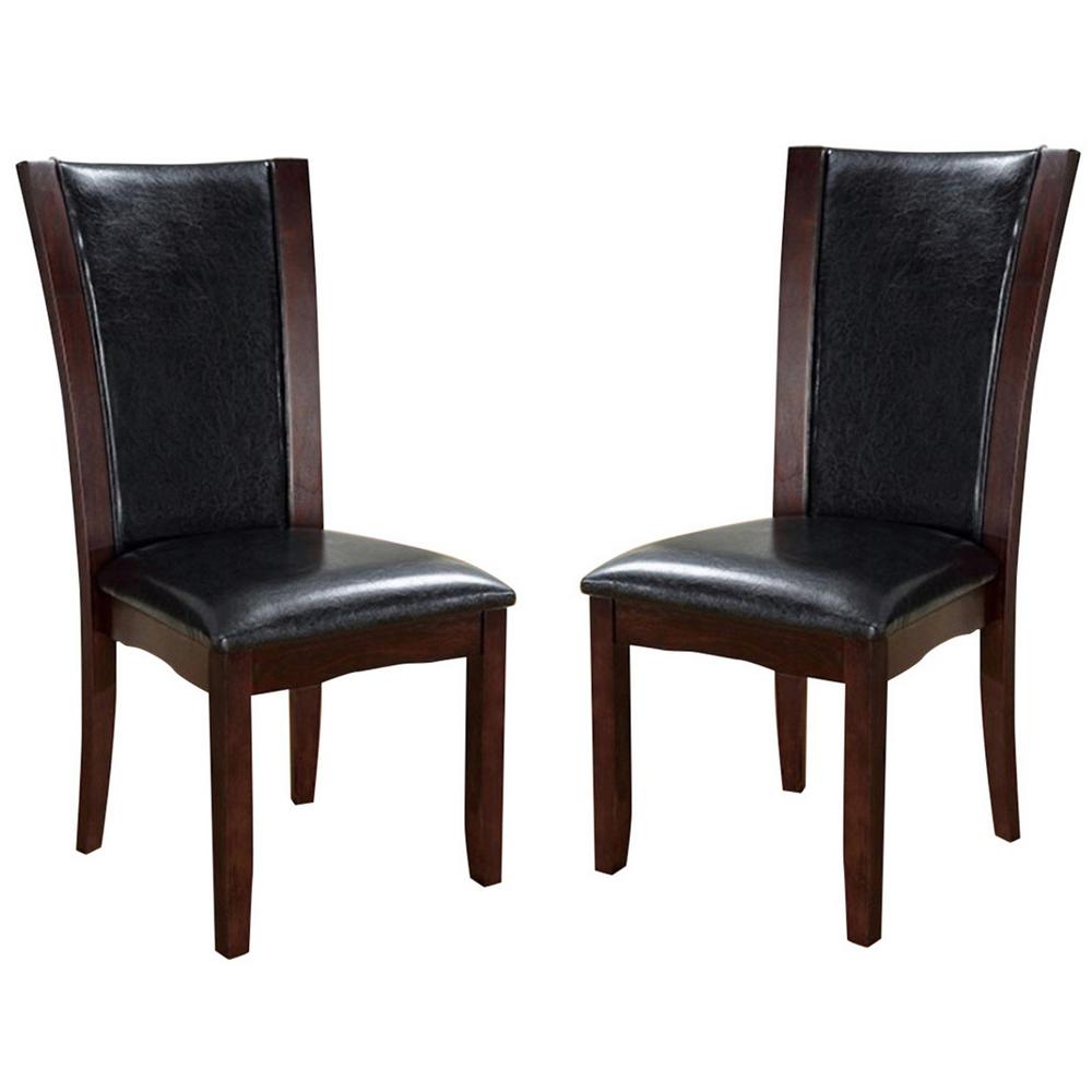 Benjara Transitional Expresso Side Chair With Padded Back and Seat (Set ...