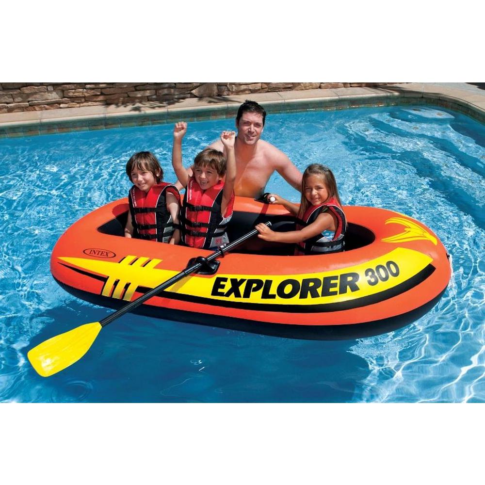Intex Explorer 300 Compact Inflatable Three Person Raft Boat 58332EP