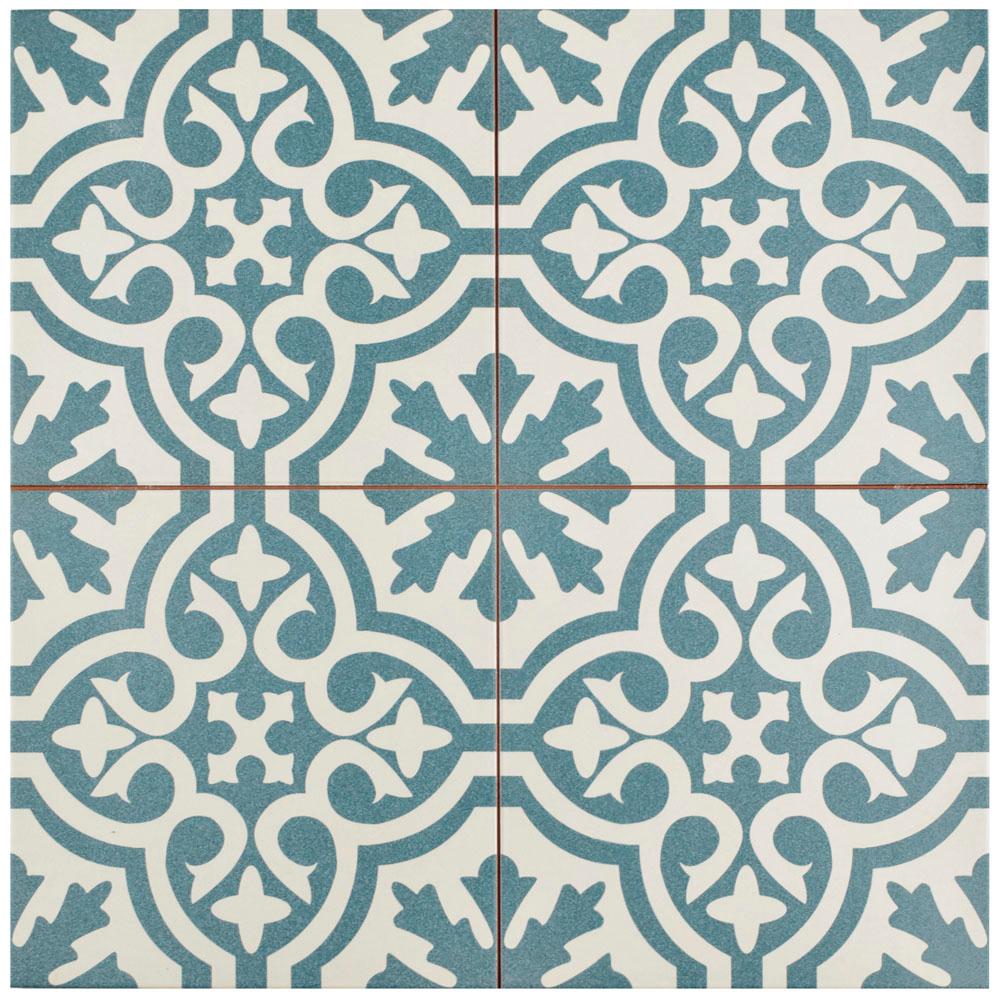 Merola Tile Berkeley Blue Encaustic 17 5 8 In X Ceramic Floor And Wall 11 02 Sq Ft Case