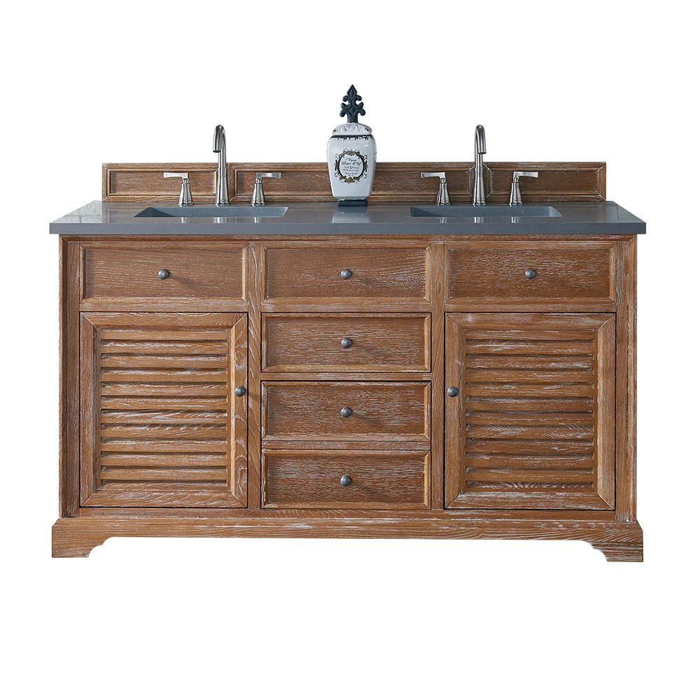 James Martin Signature Vanities Savannah 60 In W Double Vanity James Martin Signature Vanities Savannah 60 In W Double Vanity Driftwood With Quartz