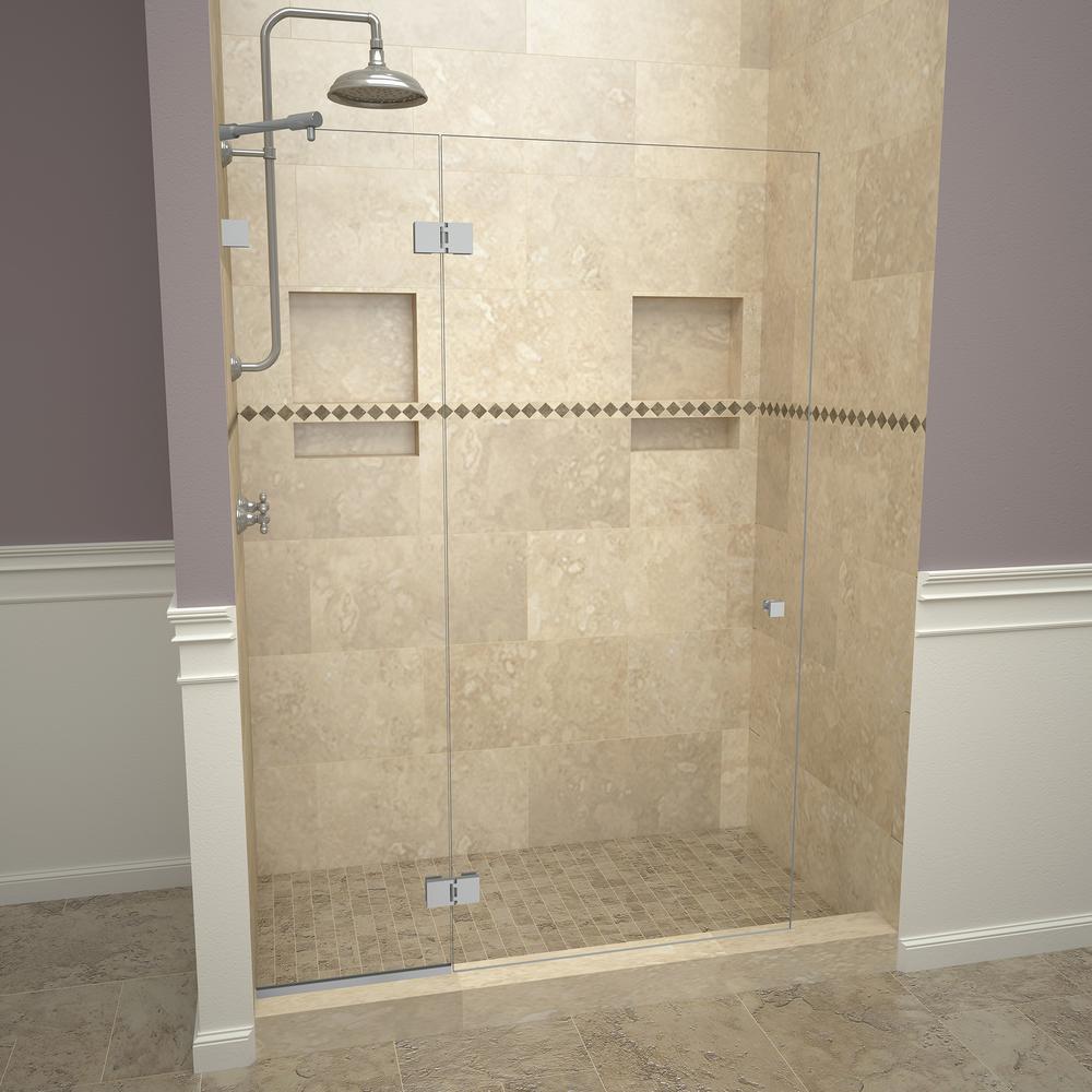 Redi Screen 2300v Series 78 In W X 76 H Semi Frameless Pivot H Semi Frameless Pivot Shower Door With Fixed Panel In Brushed Nickel
