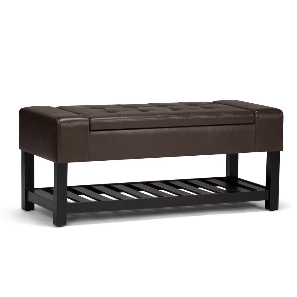 Ottomans Living Room Furniture The Home Depot Finley Chocolate Brown Pu Faux Leather Storage Ottoman