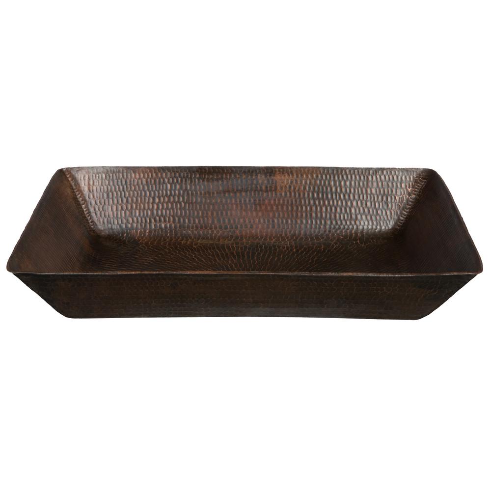 Premier Copper Products Rectangle 20 in. Hammered Copper Vessel Sink in ...