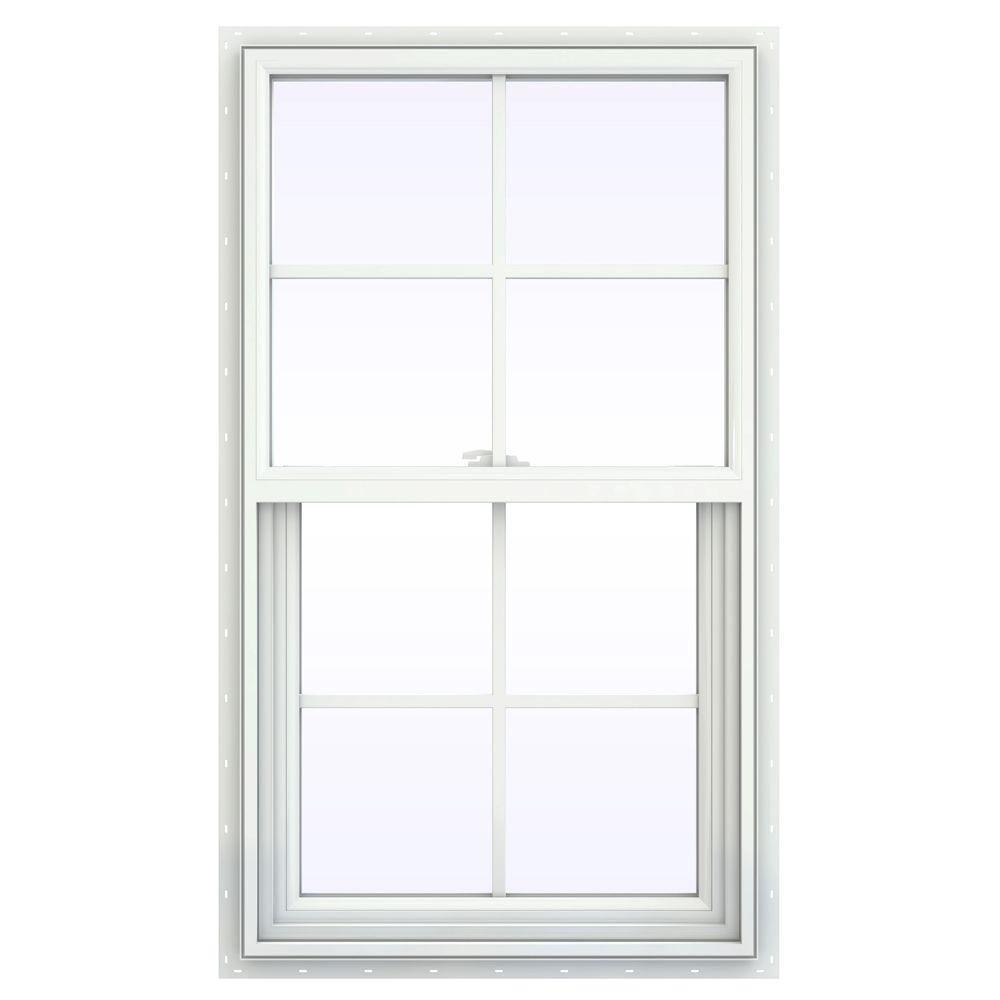 Jeld Wen 23 5 In X 47 V 2500 Series White Vinyl Single Hung V 2500 Series White Vinyl Single Hung Window With Colonial Grids Grilles Thdjw143800649 The Home Depot