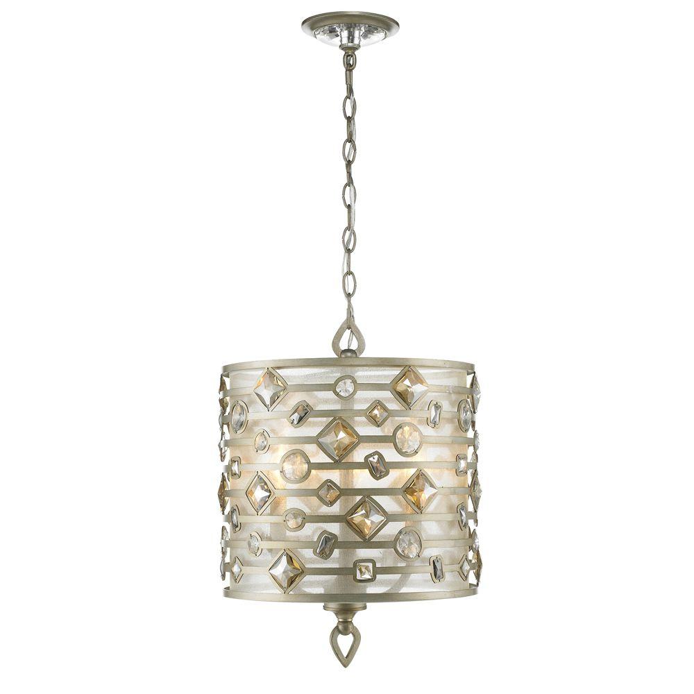 Gold Golden Lighting Special Values Pendant Lights Zuri Collection 3 Light White Gold Pendant
