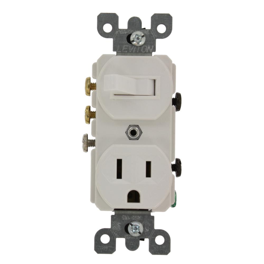 Leviton Decora 15 Amp Tamper Resistant Combo Switch and  