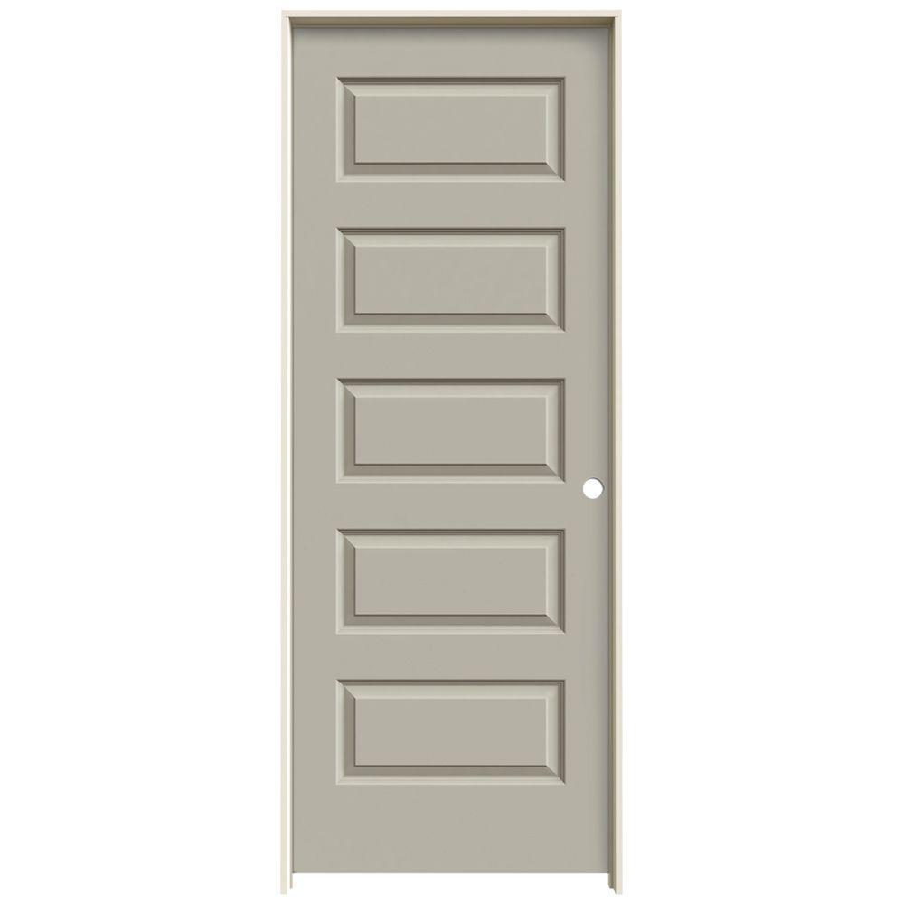 36 X 80 Left Handed 5 Panel Prehung Doors Interior Closet 36 In X 80 Rockport Desert Sand Painted Left Hand Smooth Molded