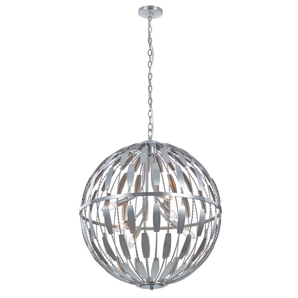 Decor Living Eamon 6Light Painted Silver Pendant7506P098 The Home Depot