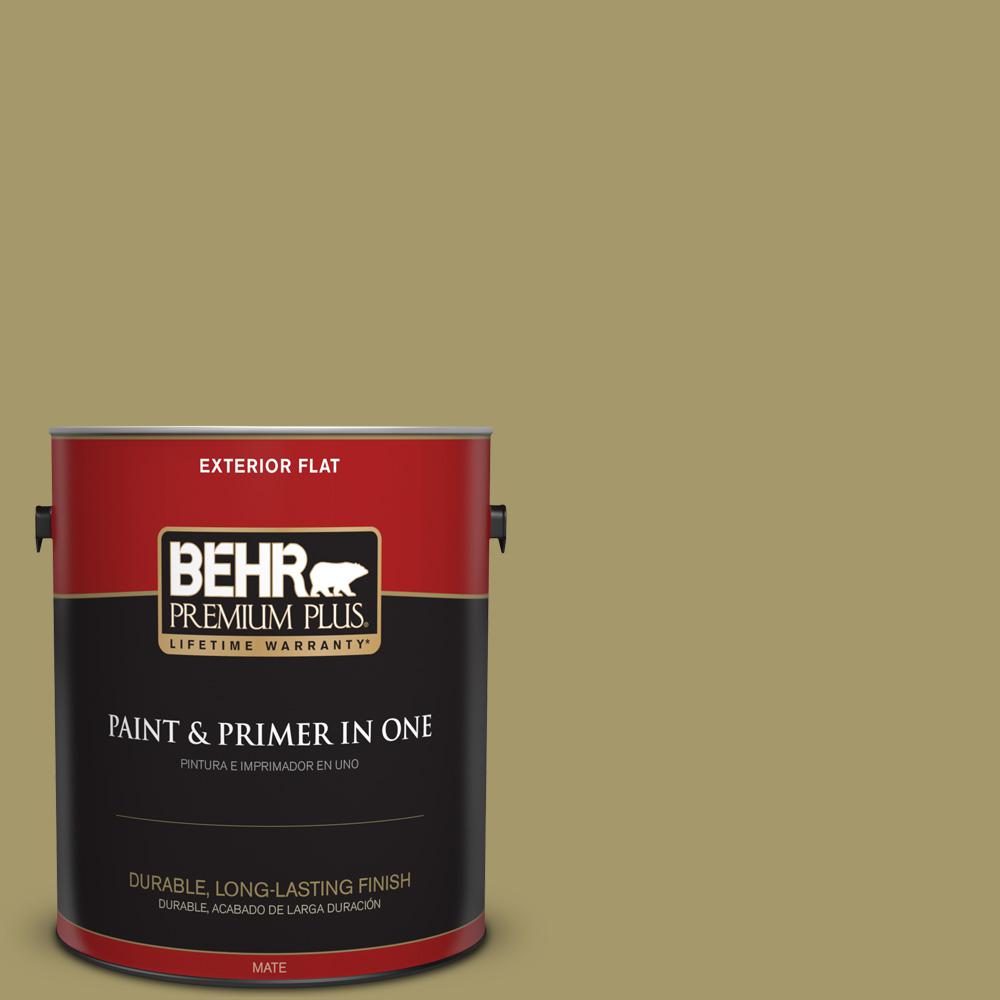 Behr Premium Plus 1 Gal Ppu8 05 Eco Green Flat Exterior Paint And Ppu8 05 Eco Green Flat Exterior Paint And Primer In One