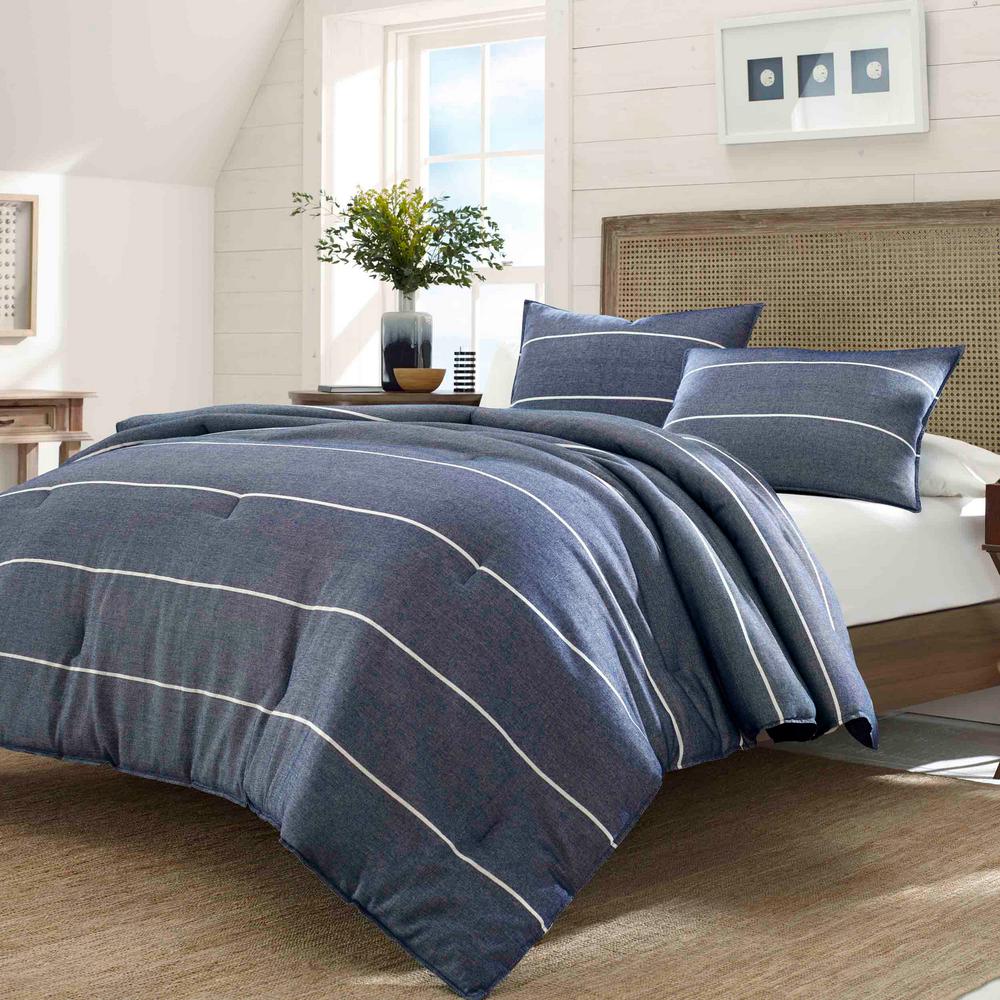 Nautica Candler 3 Piece Blue Full Queen Comforter Set