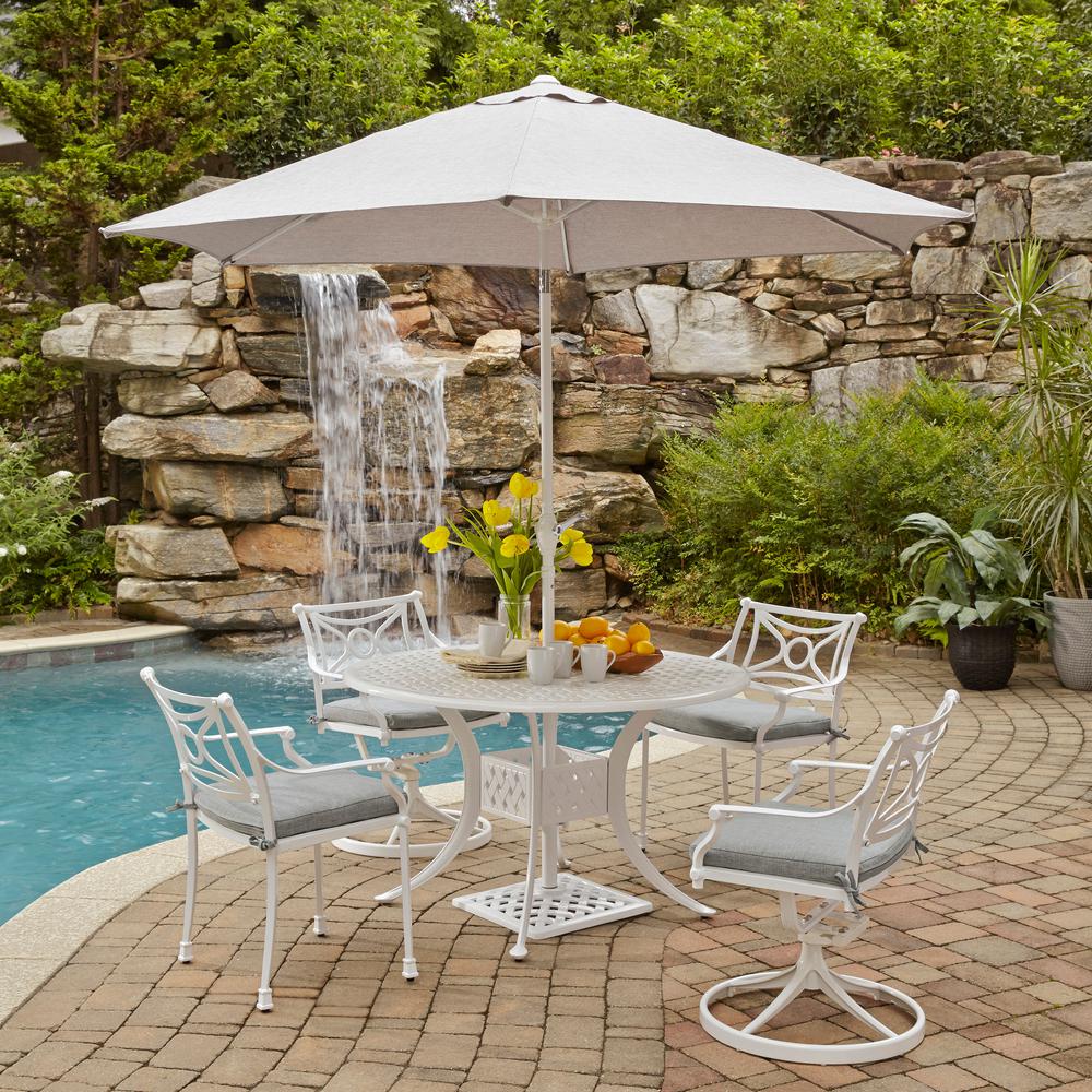 HOMESTYLES La Jolla Cast White 5-Piece Aluminum Round ...