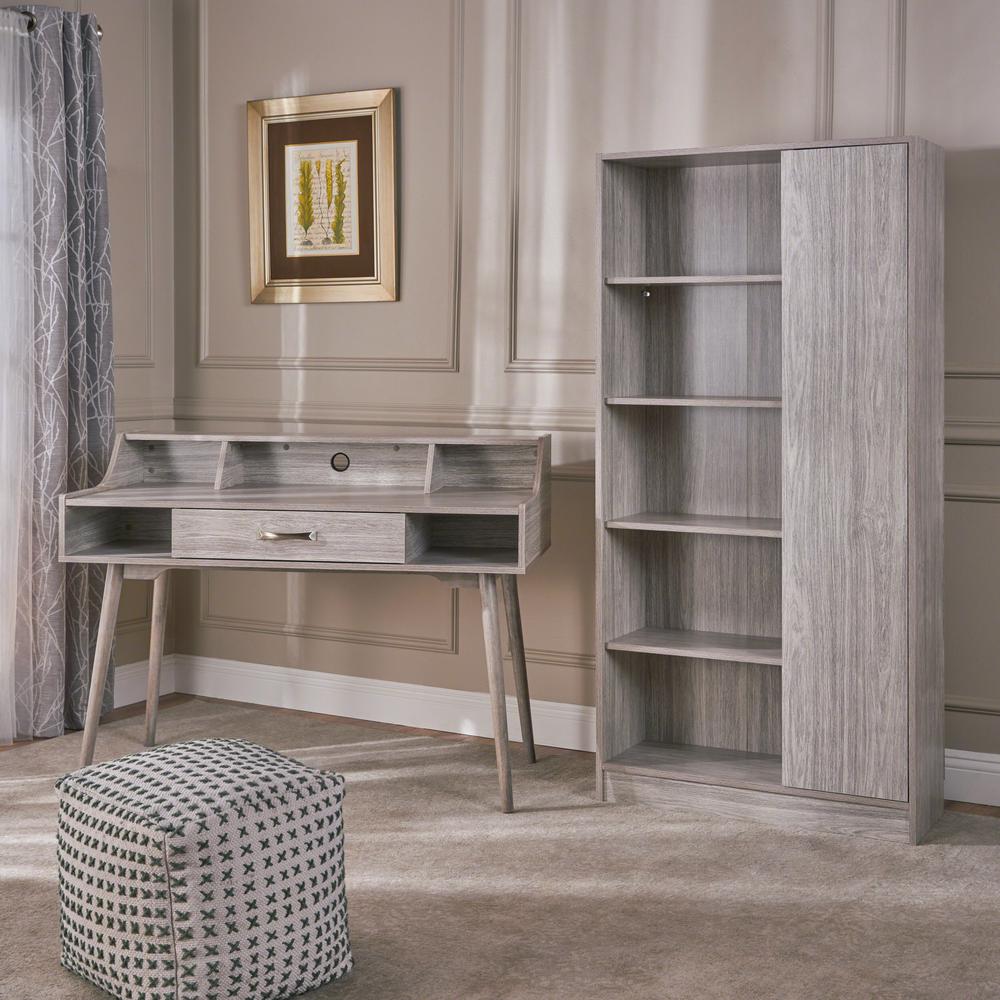 Noble House Brenda Mid Century Modern Oak Gray Faux Wood