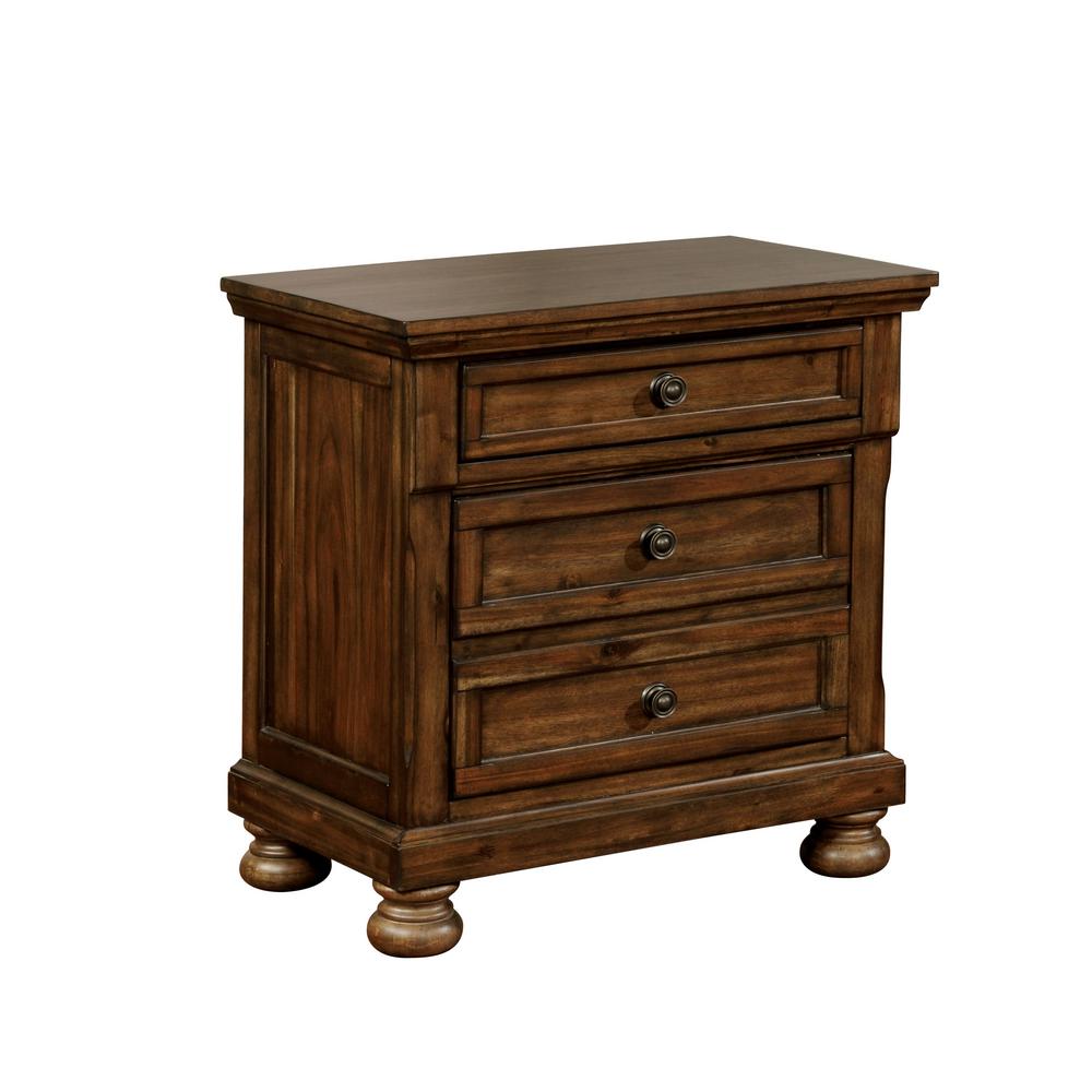 Furniture of America Oaklyn 3Drawer Dark Oak Nightstand IDF7548N