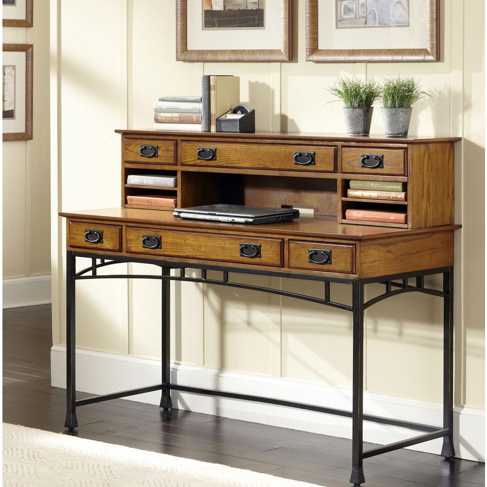 Writing Desk Desks Home Office Furniture The Depot Modern Craftsman Distressed Oak And Deep Brown Hutch With