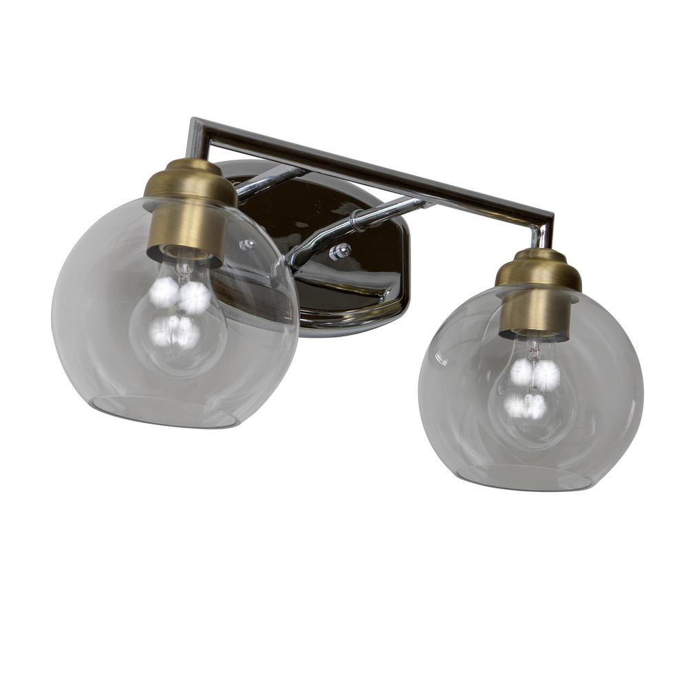 Decor Therapy Valeries 7 In 2 Light Chrome And Clear Vanity With Globe Shades Decor Therapy Valeries 7 In 2 Light Chrome And Clear Vanity With Globe Shades