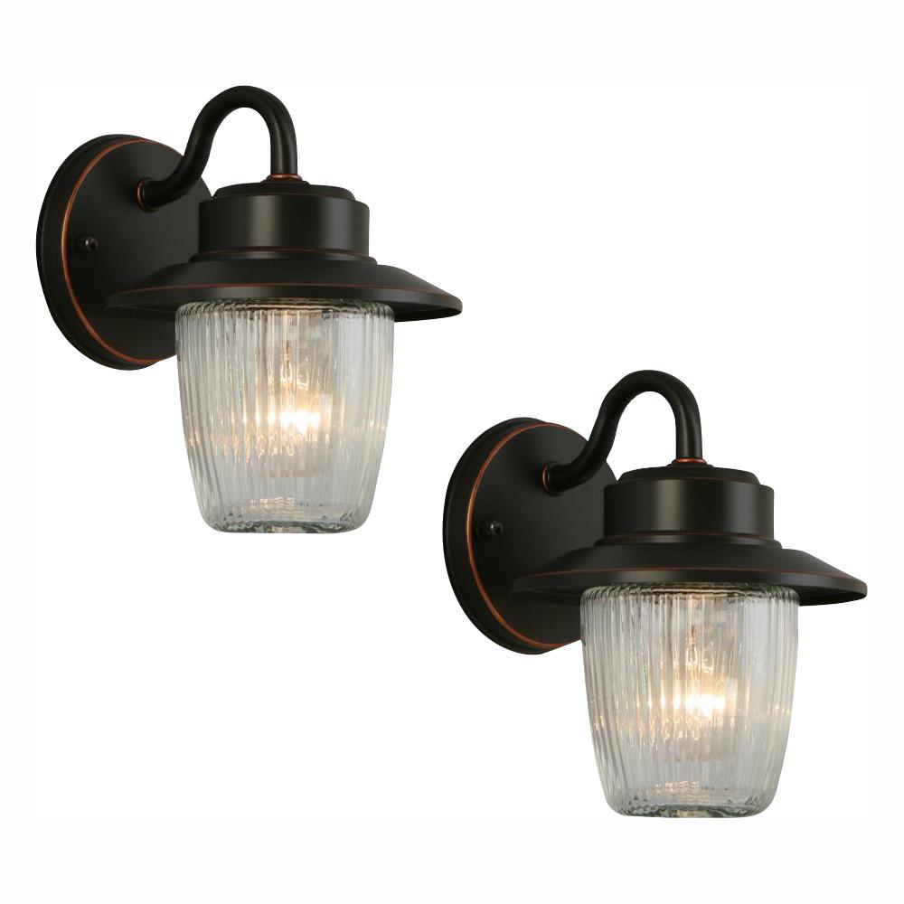 Hampton Bay 1-Light Oil Rubbed Bronze Outdoor Wall Lantern Sconce (2-Pack) was $24.97 now $13.71 (45.0% off)