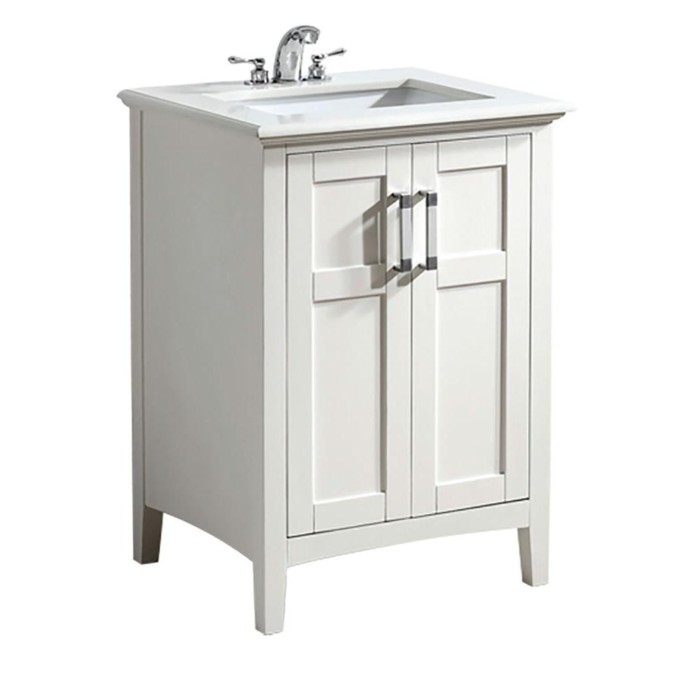 Simpli Home Winston 24 in. Vanity in Soft White with ...