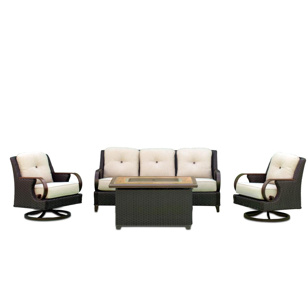 Courtyard Casual Brookstone 4 Piece Wicker Outdoor Sofa And Fire Brookstone 4 Piece Wicker Outdoor Sofa