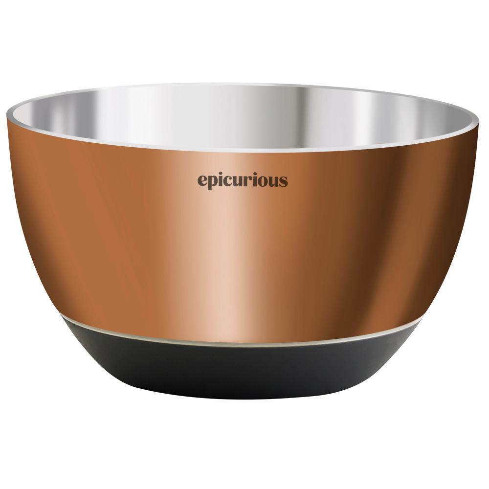Epicurious 3 Piece Stainless Steel Copper Mixing Bowl Set With Silicone Base Epi U8652 Ec The Home Depot