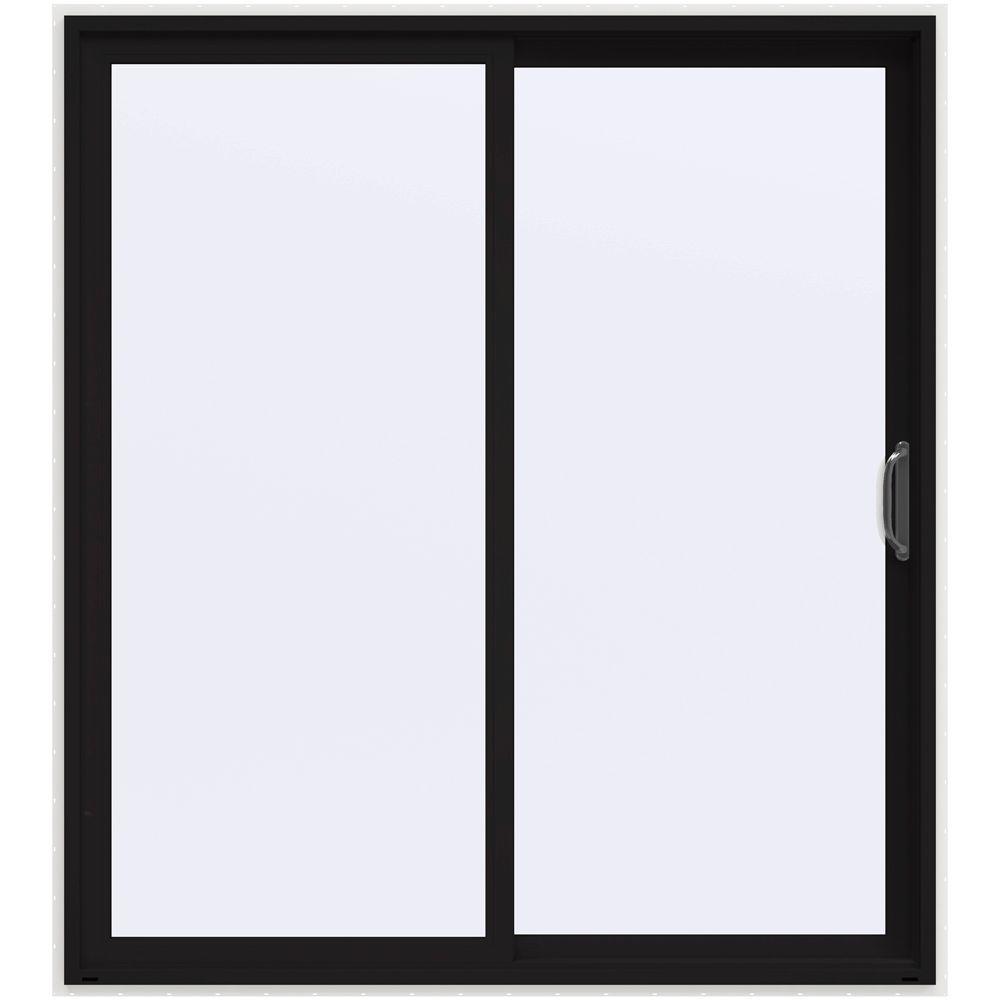 JELD-WEN 72 in. x 80 in. V-4500 Black Prehung Right-Hand Sliding 1-Lite ...