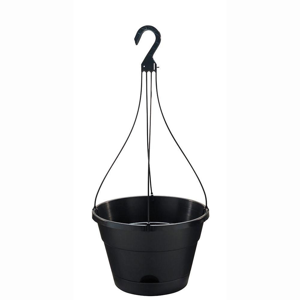 Southern Patio Newbury 12 75 In Black Resin Self Watering Hanging Basket Planter Nh1312bk The Home Depot