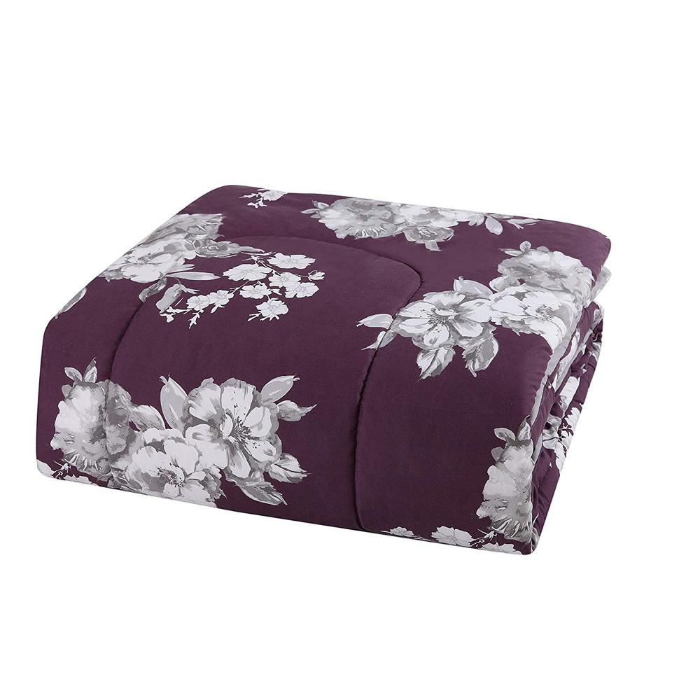 Style 212 Peony 12 Piece Purple Floral King Comforter Set