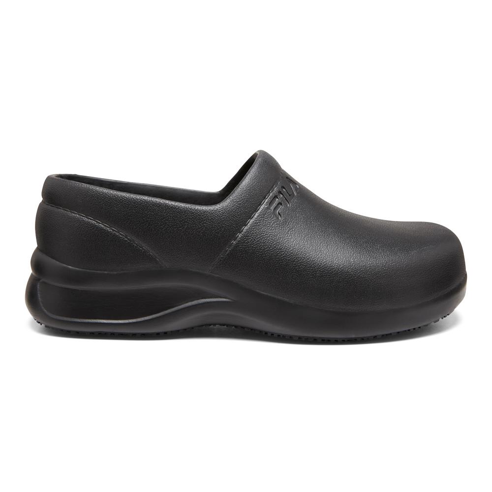 fila black slip on shoes