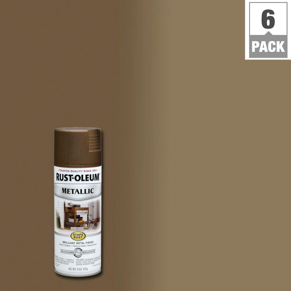 Rust Oleum Stops 11 Oz Metallic Burnished Brass Protective Spray Paint 6 Pack