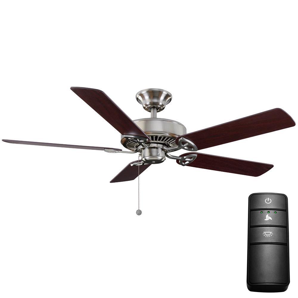 Farmington 52 In Brushed Nickel Ceiling Fan With Remote Control