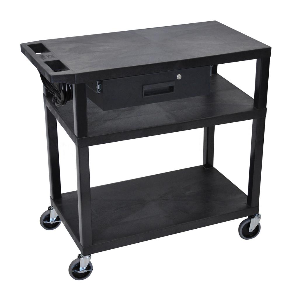 Luxor Ea 32 In In Utility Cart With 1 Drawer In Black Ea34de B