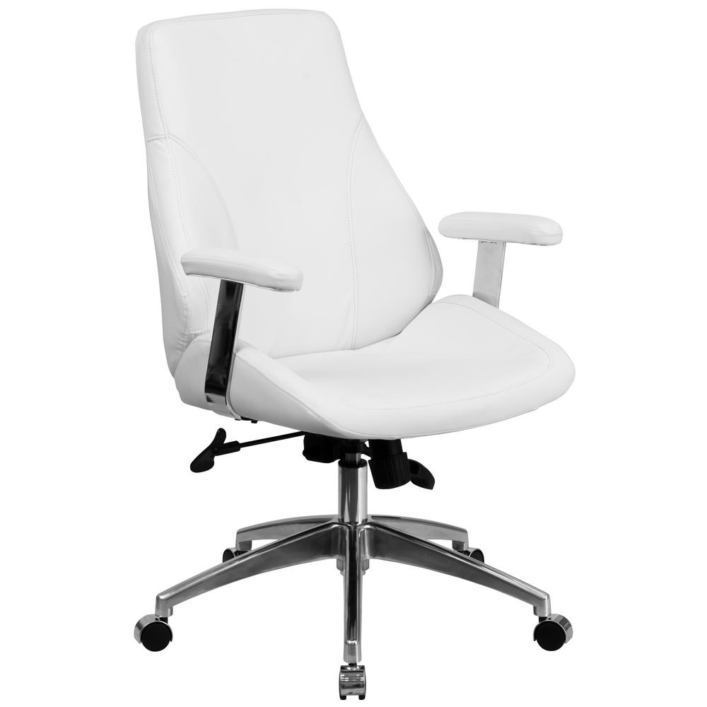 Flash Furniture Mid Back White Leather Executive Swivel