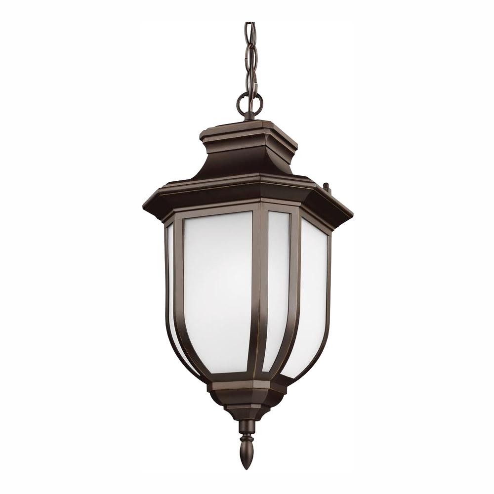 Sea Gull Lighting Childress Antique Bronze 1 Light Outdoor Hanging Pendant With Led Bulb