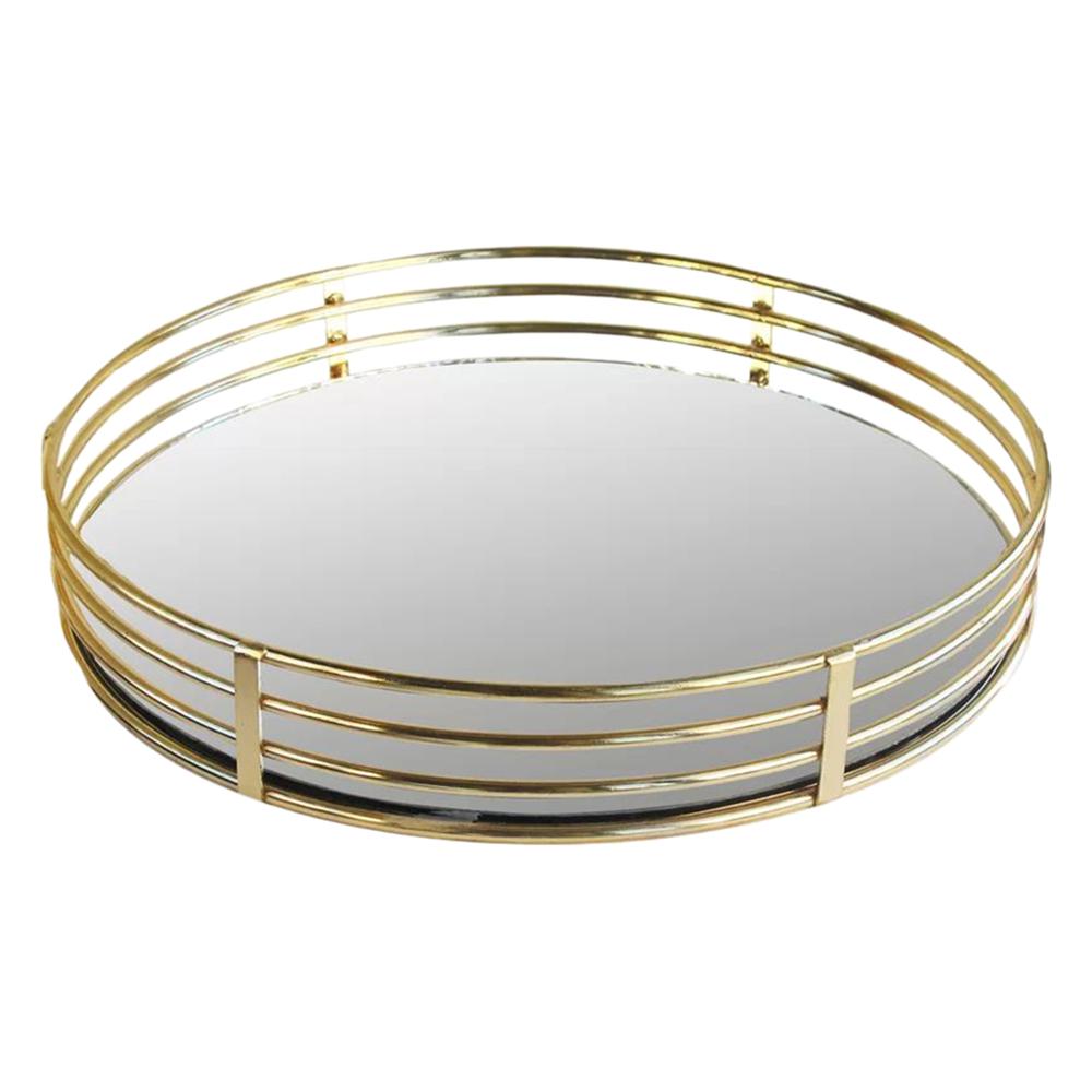 round gold tray